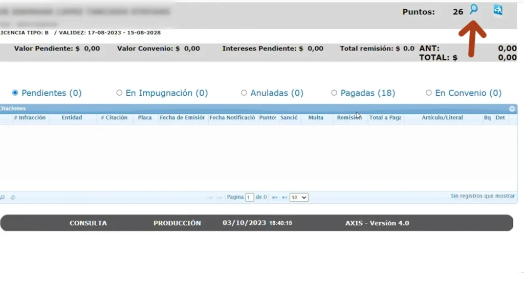Consulta el historial de puntos