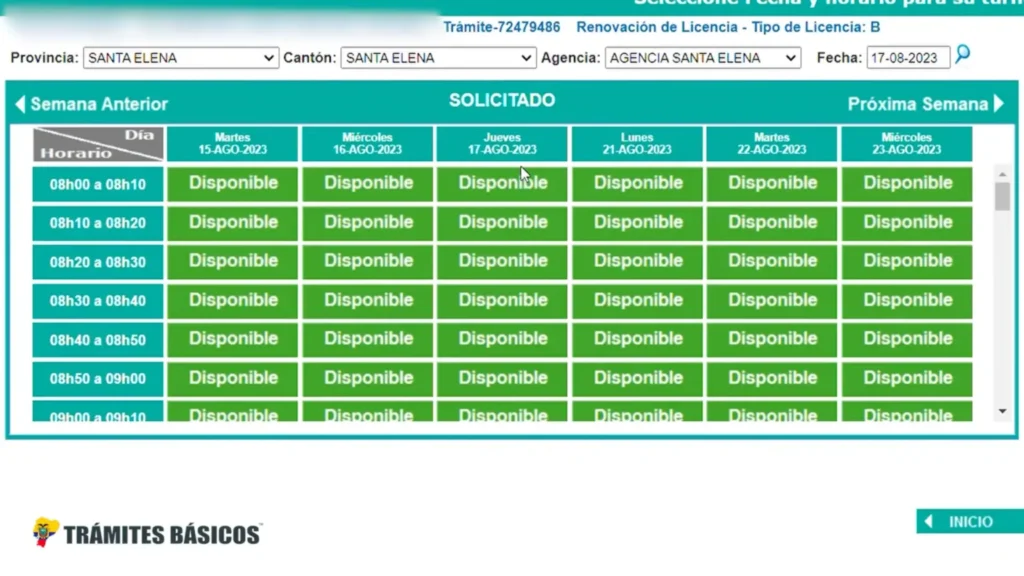 Escoge una fecha y hora disponibles