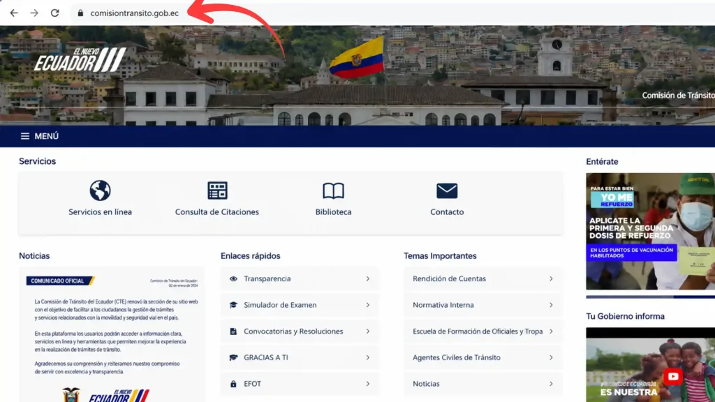 Paso 3: Ingrese al portal oficial de la ANT para el pago de multas
