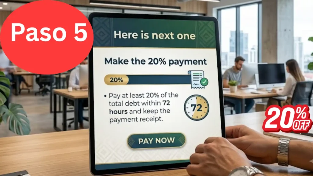 Realiza el pago del 20%