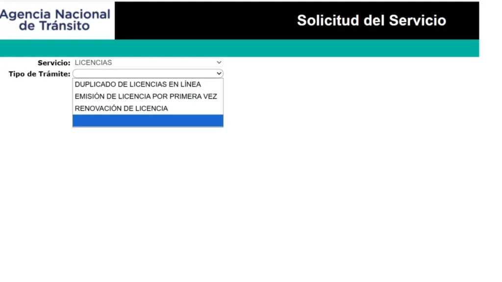 Selecciona el tipo de trámite